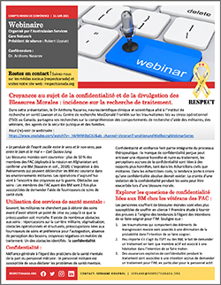Croyances au sujet de la confidentialité et de la divulgation des
Blessures Morales