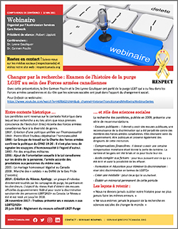 Changer par la recherche : Examen de l’histoire de la purge
LGBT au sein des Forces armées canadiennes
