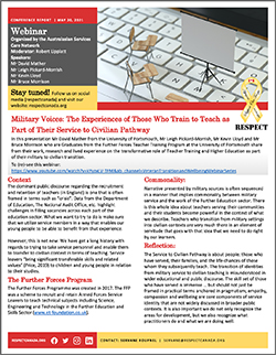 Military Voices: The Experiences of Those Who Train to Teach as
Part of Their Service to Civilian Pathway